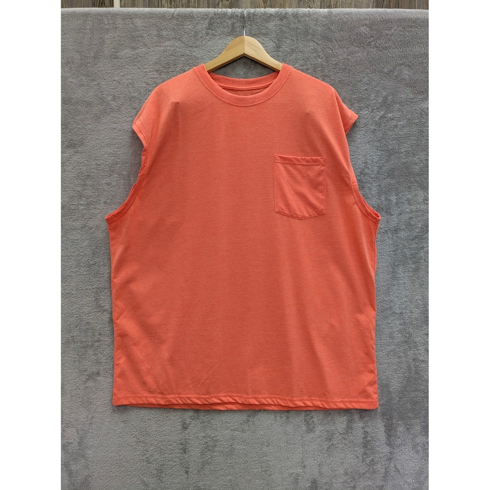 Workwear Muscle Tank Top Mens XL Orange Heathered Pocket Tee KEY